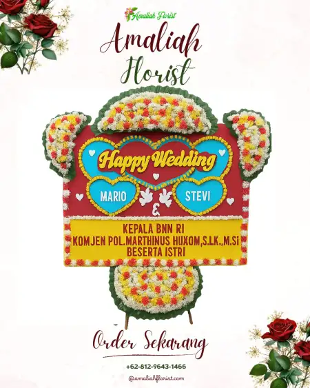 Papan Bunga Pernikahan Penidon